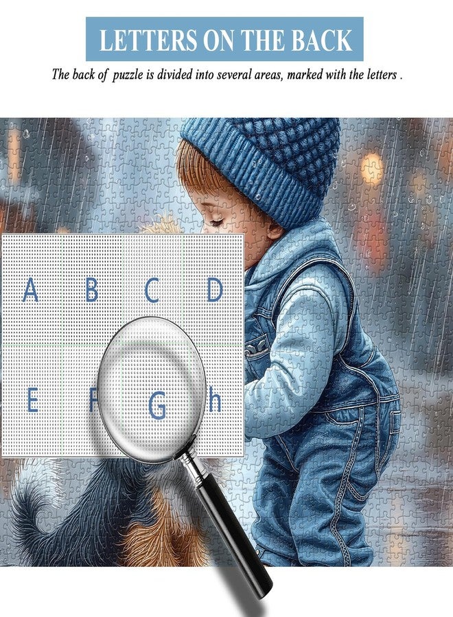 PICKFORU أحجية كلاب لطيفة للكبار، 1000 قطعة، أحجية PICKFORU الودية على شكل قلوب حب، تصميم جرو ممطر صعب للغاية كديكور منزلي - Image 4